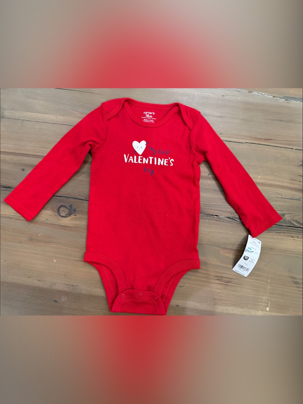 Red Baby Long Sleeve Onesie "My First Valentine's"